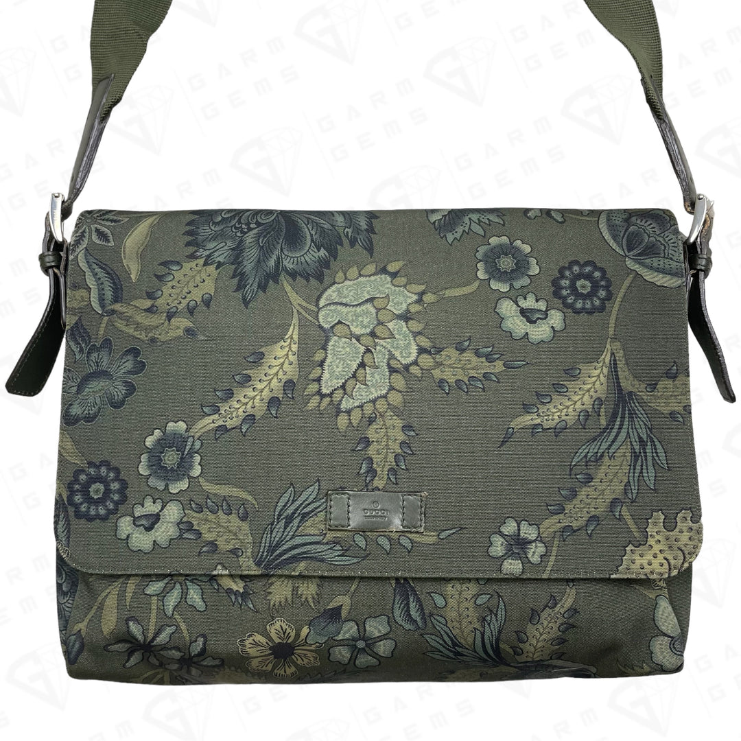 Gucci Floral Print Flap Crossbody Messenger Bag GarmGems