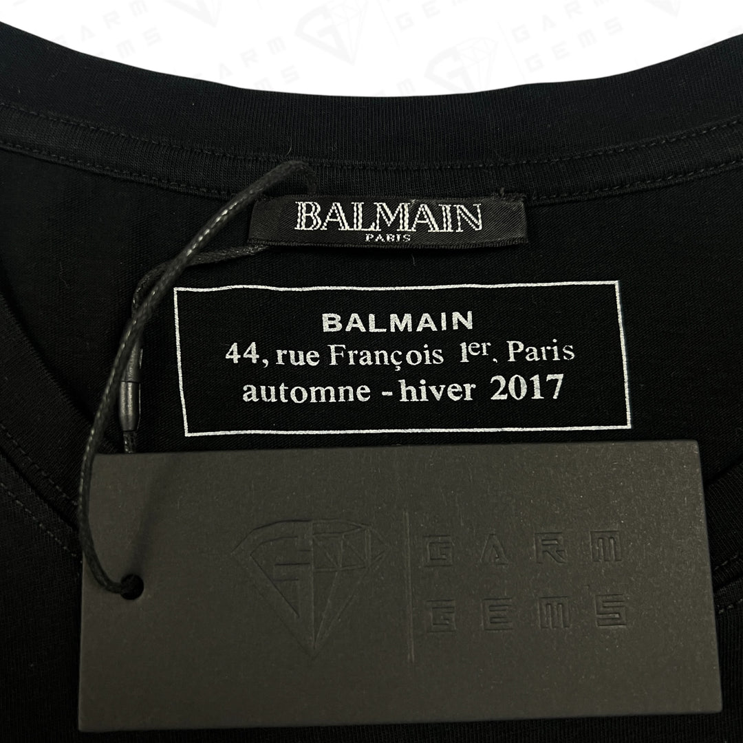 Balmain Gold Metallic Logo T-Shirt