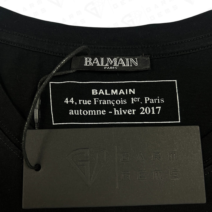 Balmain Gold Metallic Logo T-Shirt
