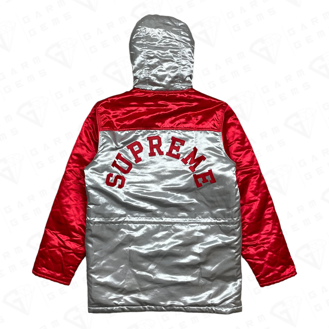 Supreme Quilted Satin Sideline Parka Coat GarmGems