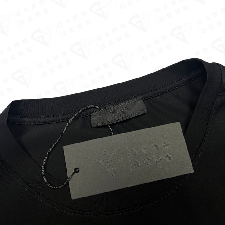 Prada Embroidered Logo Stretch Cotton T-Shirt