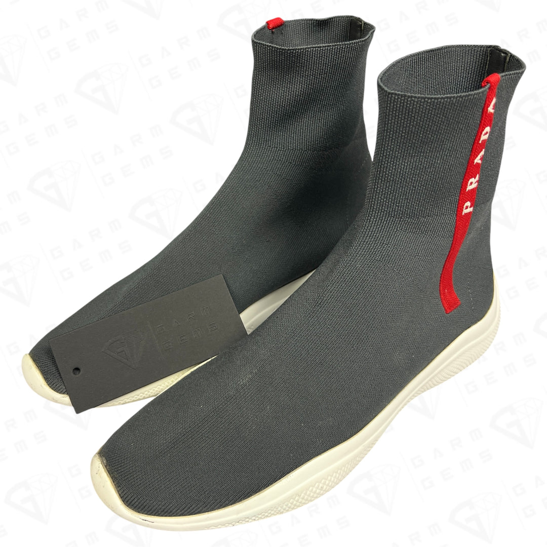 Prada America’s Cup Stretch Knit High Top Trainers