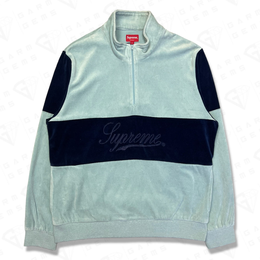 Supreme Embroidered Velour Quarter Zip Sweatshirt