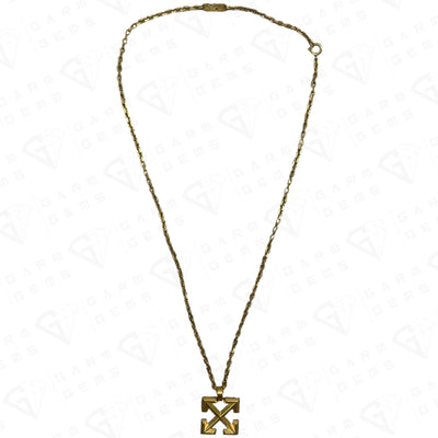 Off-White Diagonal Arrows Pendant Gold Necklace GarmGems