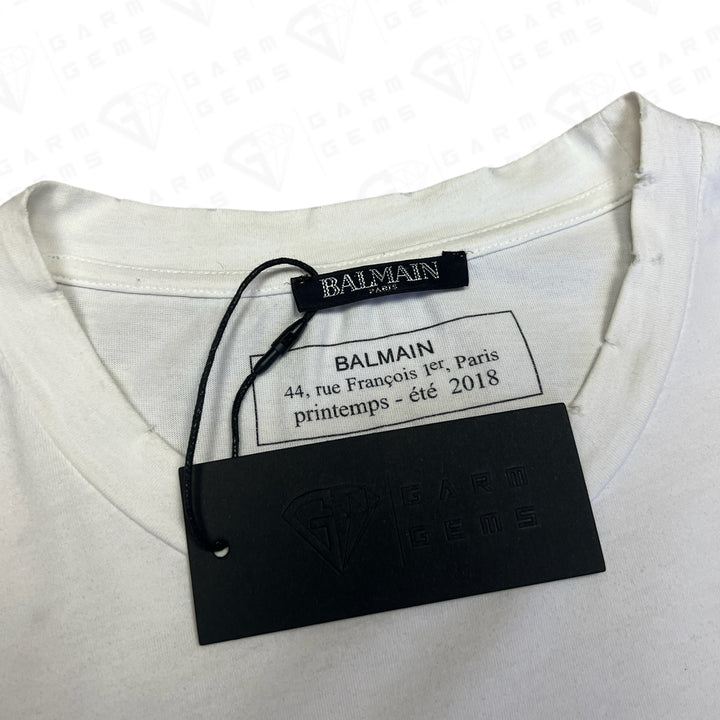 Balmain Distressed Circle Logo T-Shirt