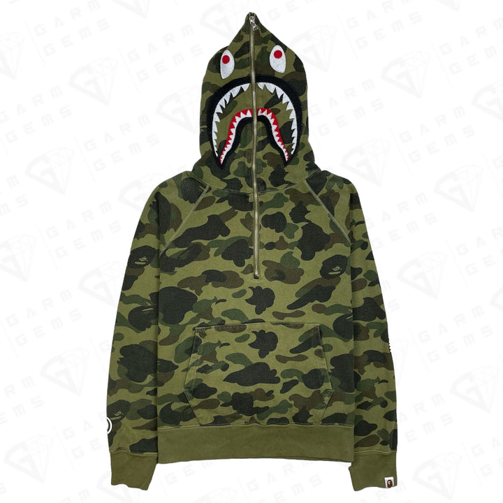 BAPE A Bathing Ape Ultimate 1st Camo Shark Half Zip Hoodie GarmGems