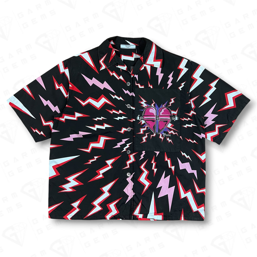 Prada Lightning Bolt Frankenstein Bowling Shirt