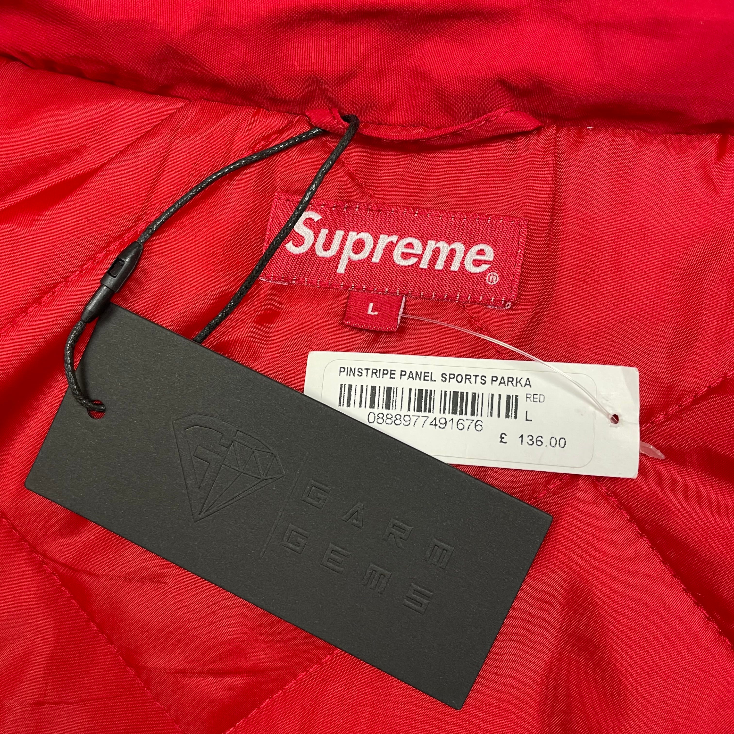 Supreme Pinstripe shops Panel Sports Parka Jacket