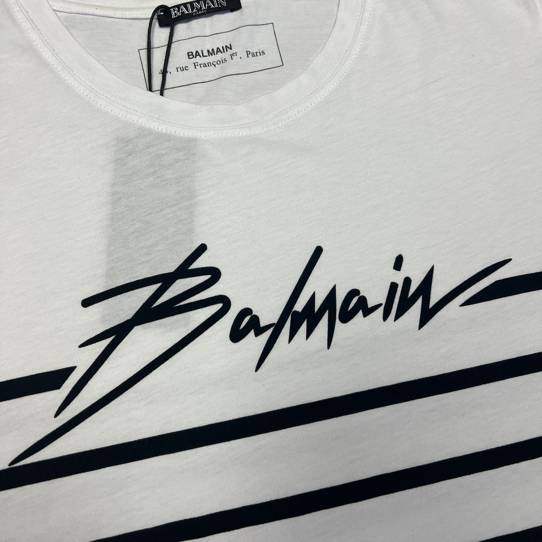 Balmain Stripe Logo T-Shirt