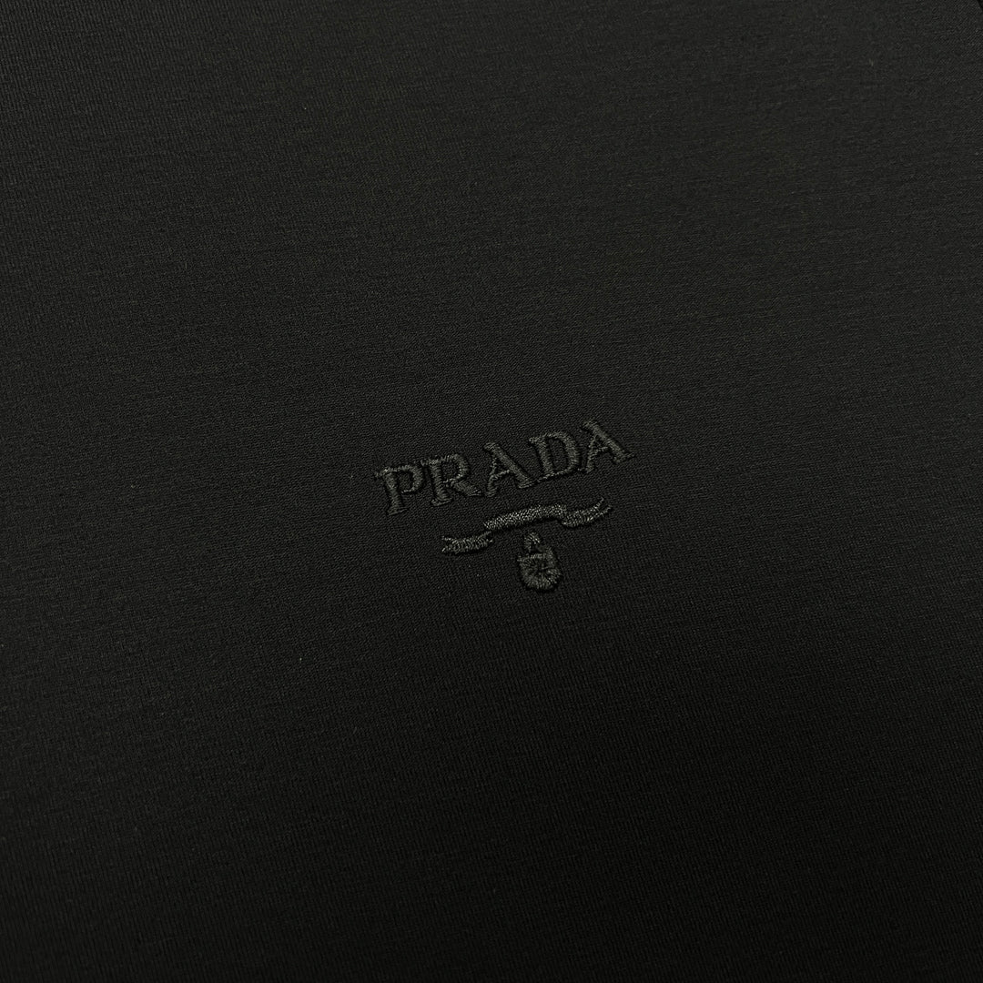 Prada Embroidered Logo Stretch Cotton T-Shirt
