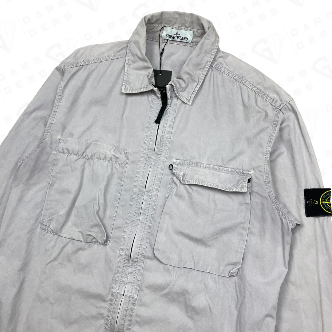 Stone Island Badge Old Effect Washed Overshirt GarmGems