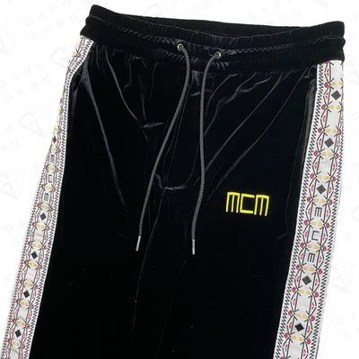 MCM Tape Logo Velvet Velour Sweatpants GarmGems
