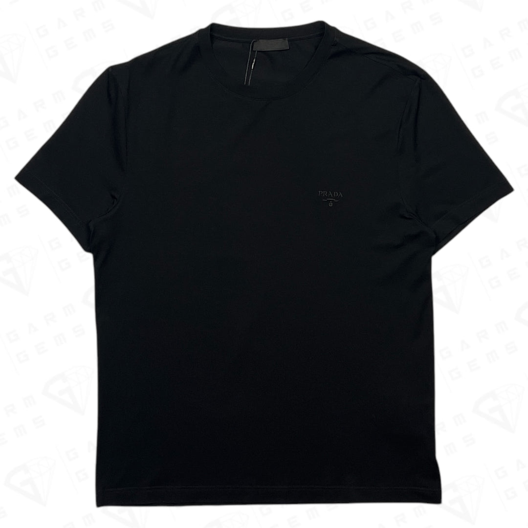 Prada Embroidered Logo Stretch Cotton T-Shirt