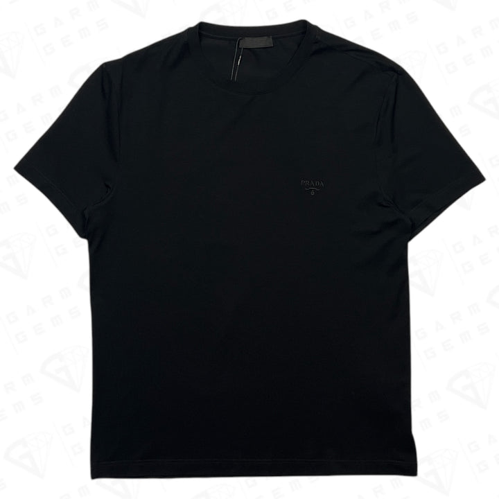 Prada Embroidered Logo Stretch Cotton T-Shirt