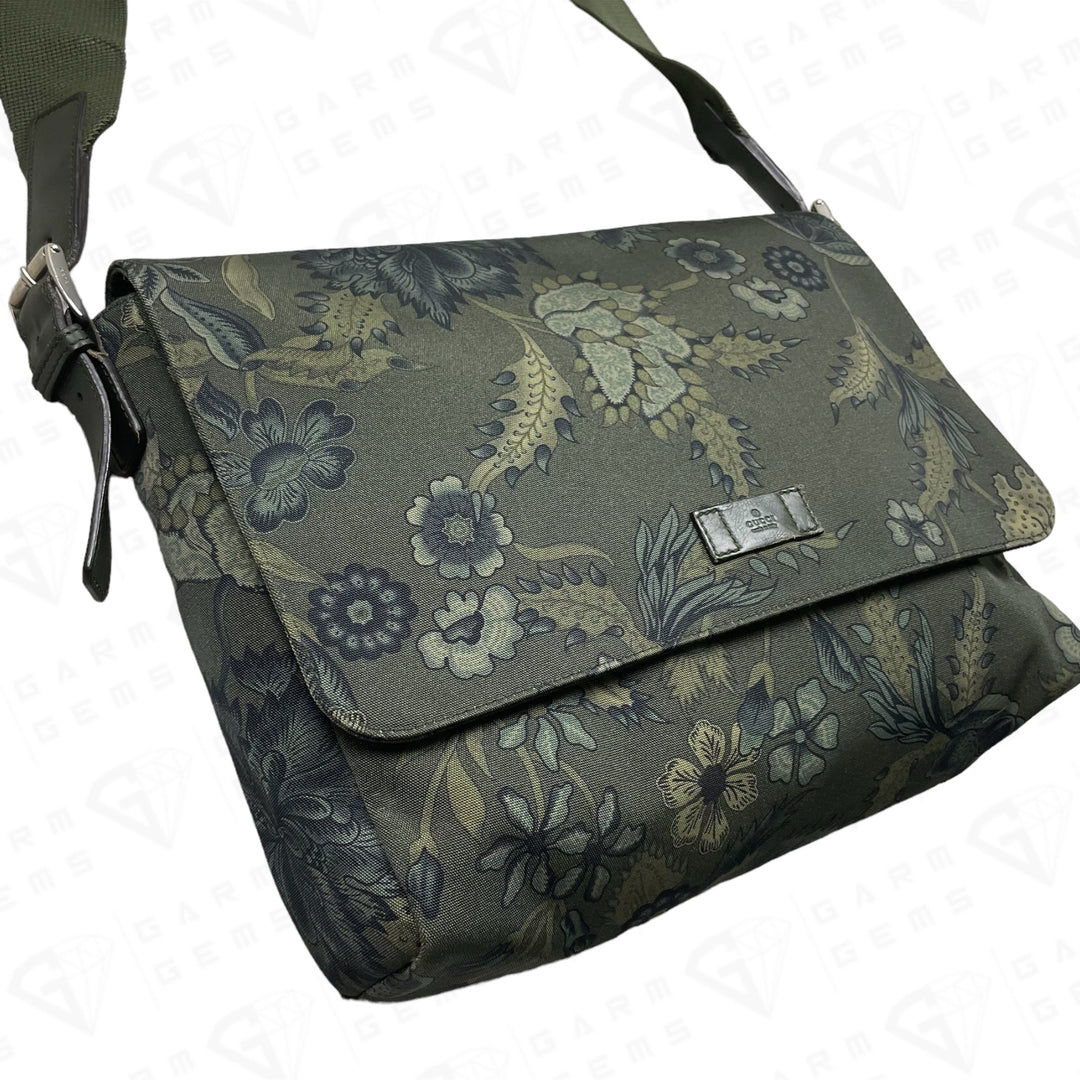 Gucci Floral Print Flap Crossbody Messenger Bag GarmGems