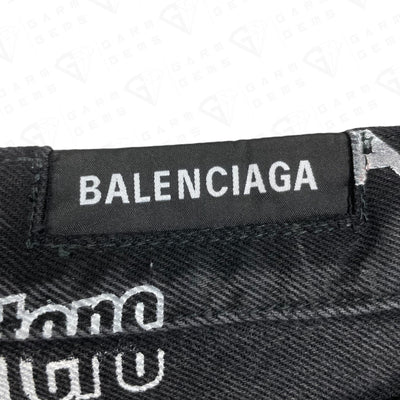 Balenciaga TV Show Logo Print Wide Leg Denim Jeans GarmGems