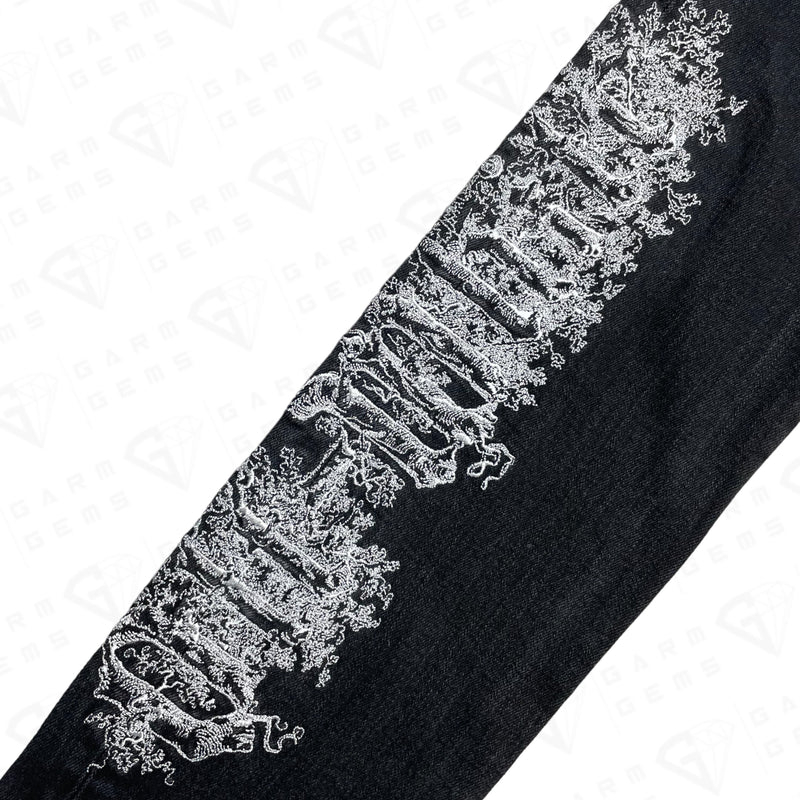 Off-White Gothic Embroidered Slim Fit Denim Jeans GarmGems
