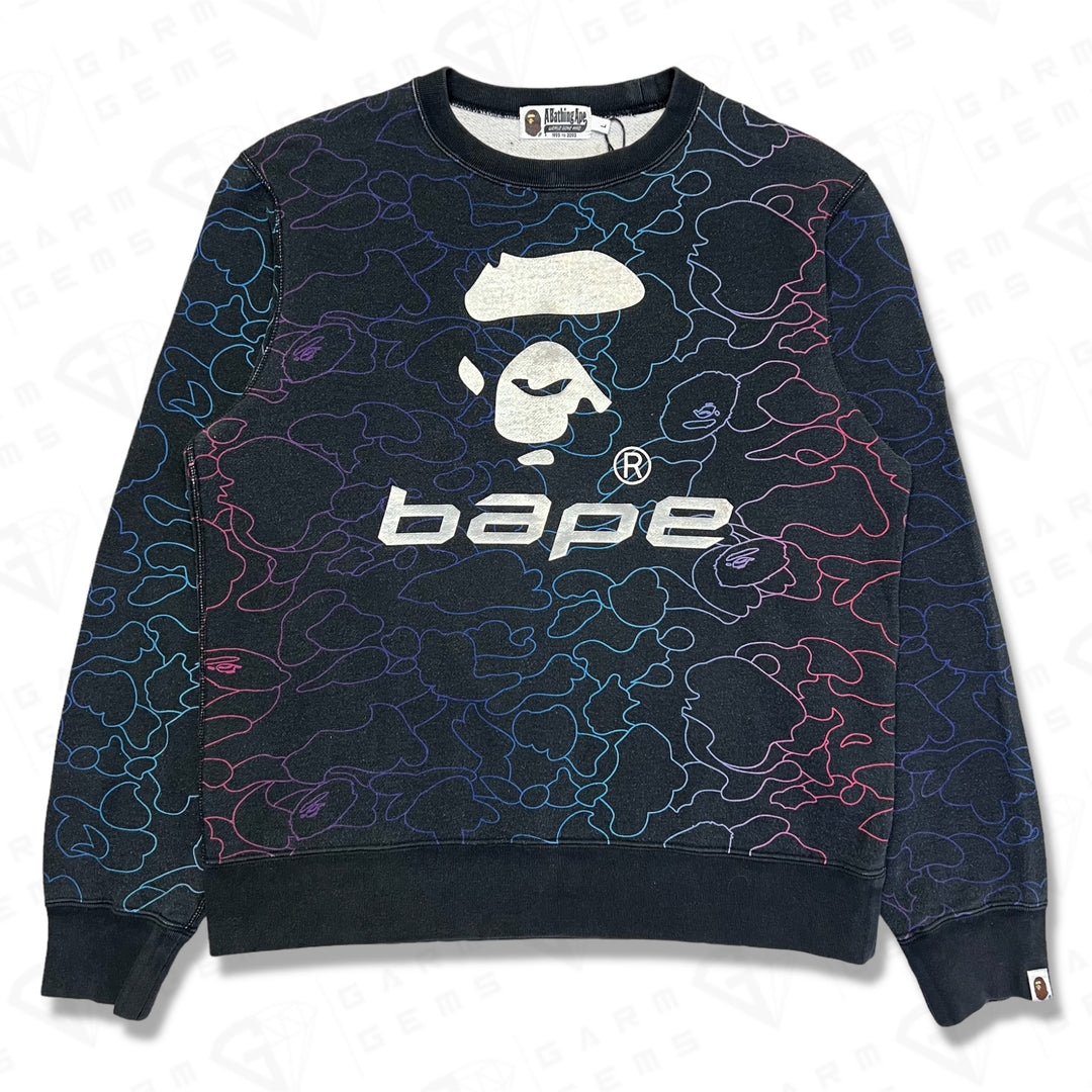 A Bathing Ape Rainbow Stencil Reflective Logo Sweatshirt