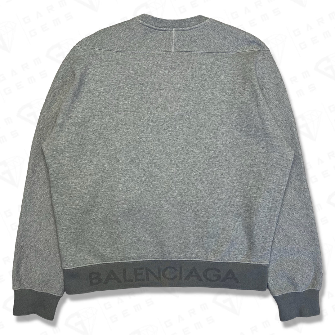 Balenciaga Intarsia Hem Fleece-back Cotton Sweatshirt