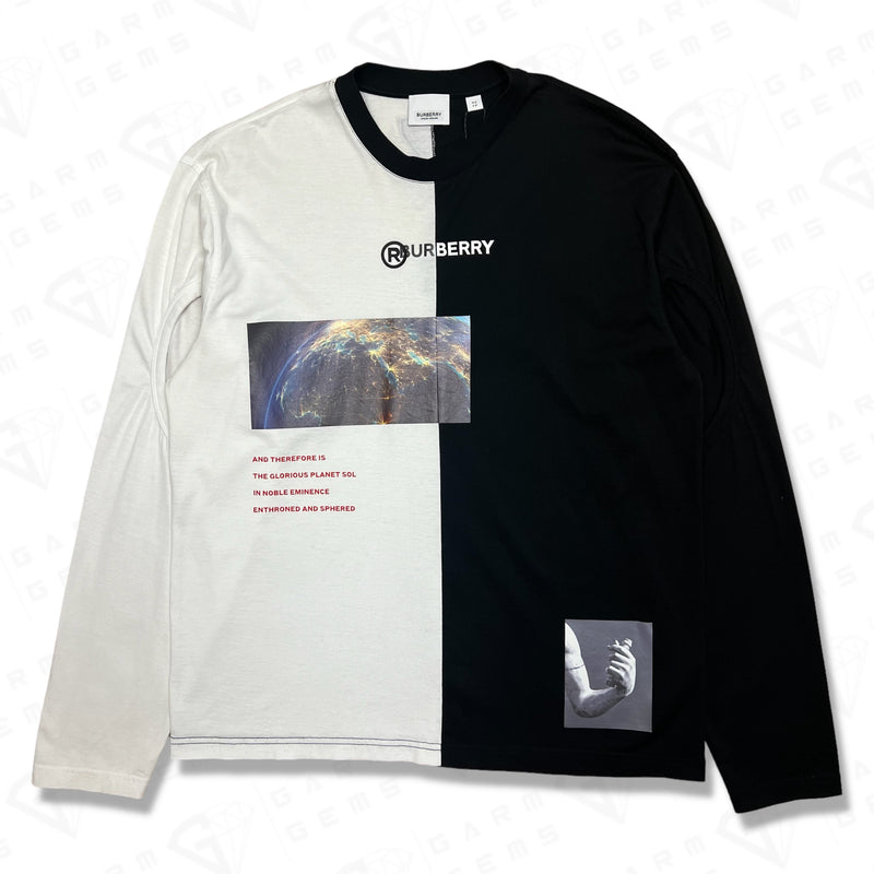 Burberry Oversized Montage Print Cut Out L/S T-Shirt