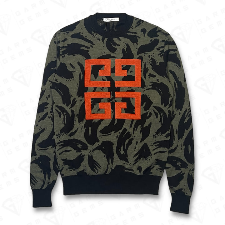 Givenchy Camo Intarsia Knit Wool Jumper